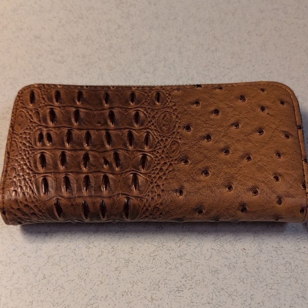 Brown Textured Leather Wallet